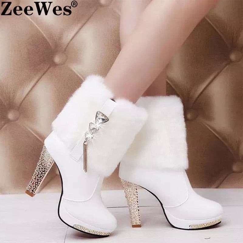 Wild Super High Heel Rhinestone Thick Snow Boots shoes gifting by julia m