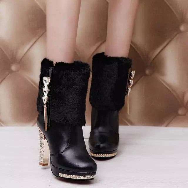 Wild Super High Heel Rhinestone Thick Snow Boots shoes gifting by julia m