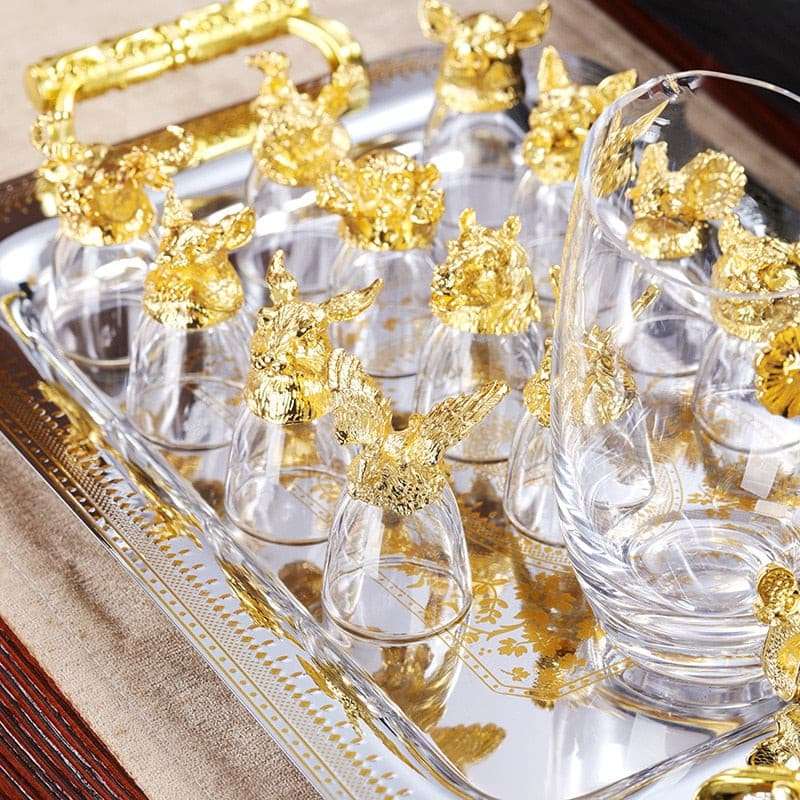 Zodiac White Wine Glasses Dispenser Set - Elevate Your Wine Drinking Experience with Luxury and Style - Perfect for Hosting or Gifting. creative zodiac white wine glasses wine dispenser set gifting by julia m