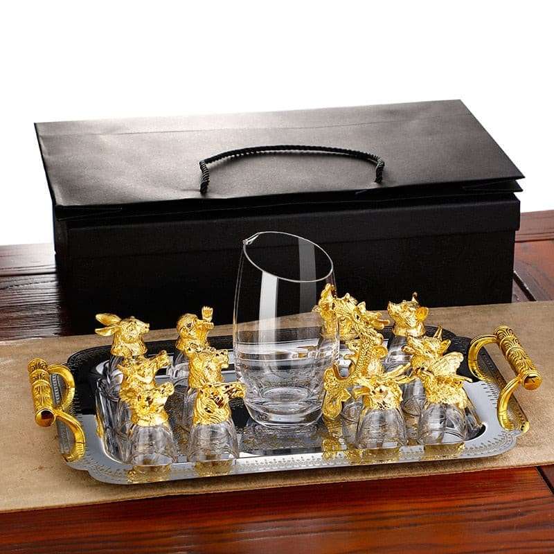 Zodiac White Wine Glasses Dispenser Set - Elevate Your Wine Drinking Experience with Luxury and Style - Perfect for Hosting or Gifting. creative zodiac white wine glasses wine dispenser set gifting by julia m