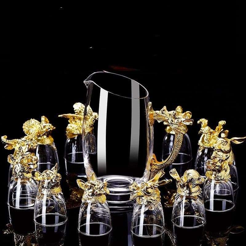 Zodiac White Wine Glasses Dispenser Set - Elevate Your Wine Drinking Experience with Luxury and Style - Perfect for Hosting or Gifting. creative zodiac white wine glasses wine dispenser set gifting by julia m