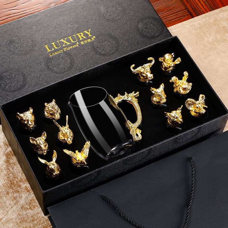 Zodiac White Wine Glasses Dispenser Set - Elevate Your Wine Drinking Experience with Luxury and Style - Perfect for Hosting or Gifting. creative zodiac white wine glasses wine dispenser set gifting by julia m Default Title