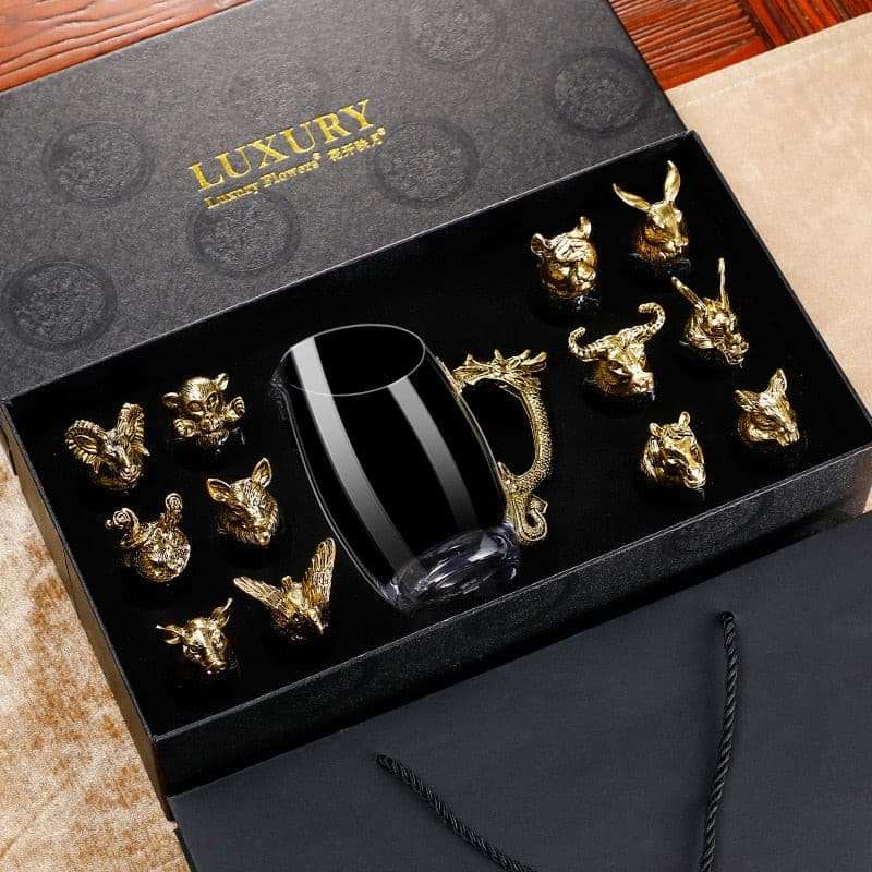 Zodiac White Wine Glasses Dispenser Set - Elevate Your Wine Drinking Experience with Luxury and Style - Perfect for Hosting or Gifting. creative zodiac white wine glasses wine dispenser set gifting by julia m