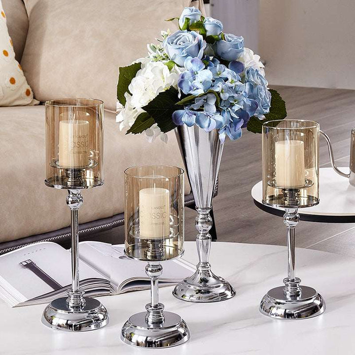 European-style home decoration dining table soft decoration hotel wedding candle holder light luxury gold Candlestick 