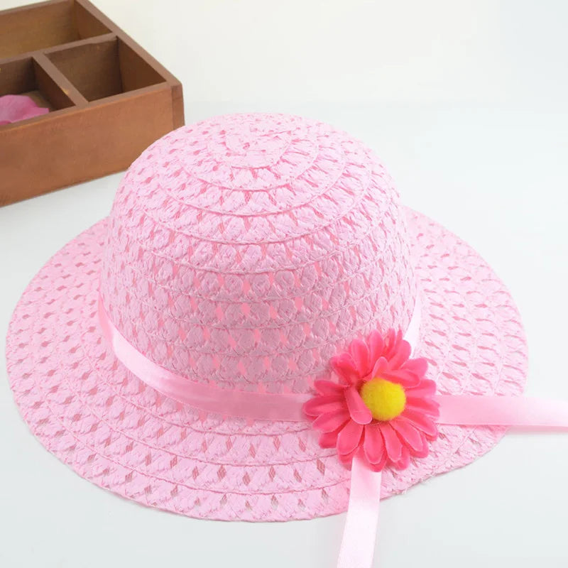 Children's Floral Straw Beach Hat Set 🌸 beach summer hat set gifting by julia m   