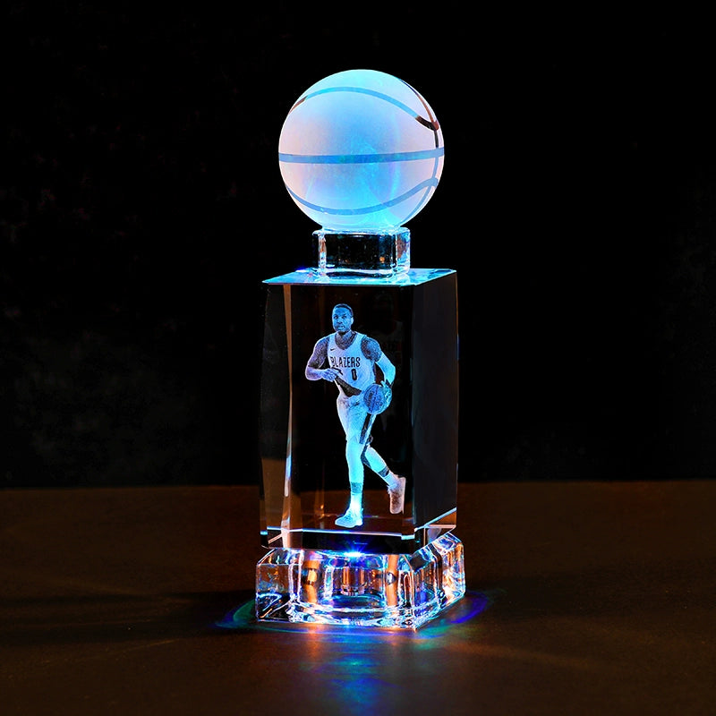 Luminous Crystal Brothers James Harden Kobe Ornaments  gifting by julia m Lilard + basketball + colorful crystal base (gift bag)  