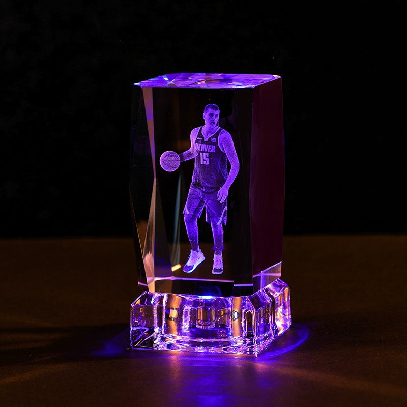 Luminous Crystal Brothers James Harden Kobe Ornaments  gifting by julia m Jokic + colorful crystal base (gift bag)  