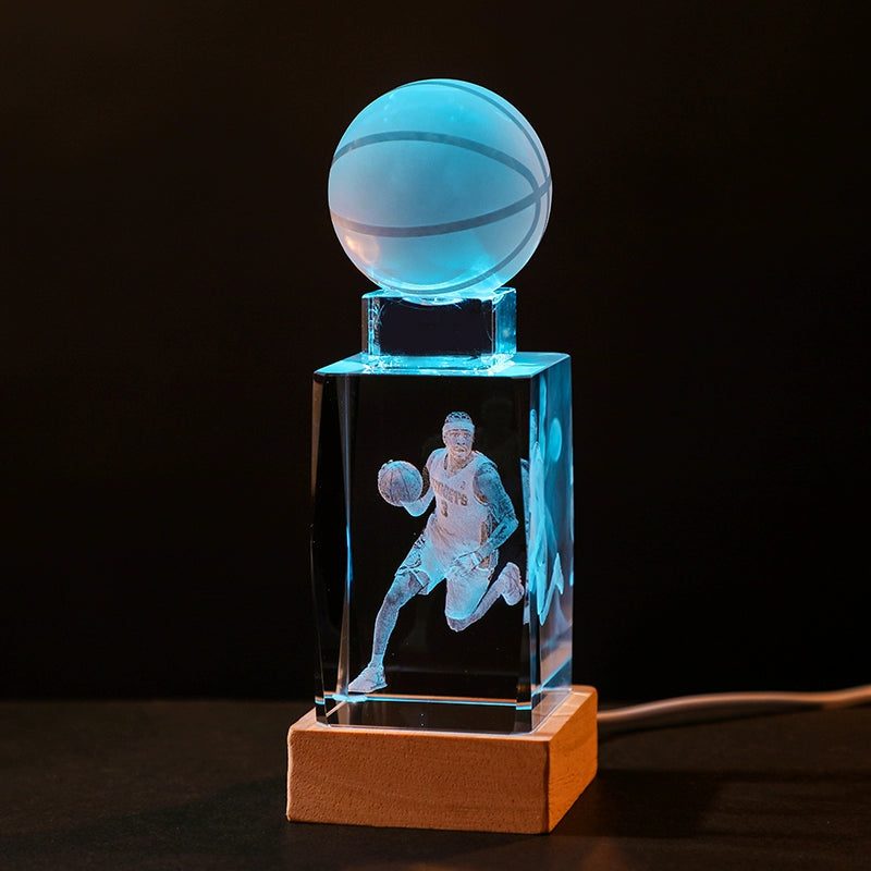 Luminous Crystal Brothers James Harden Kobe Ornaments  gifting by julia m Iverson + basketball + colorful wooden base (gift bag)  