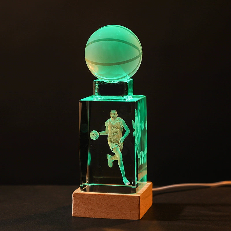 Luminous Crystal Brothers James Harden Kobe Ornaments  gifting by julia m Durant + basketball + colorful wooden base (gift bag)  