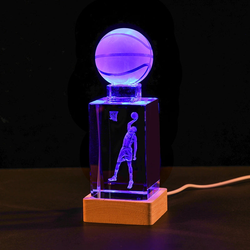 Luminous Crystal Brothers James Harden Kobe Ornaments  gifting by julia m Letter brother + basketball + colorful wooden base (gift bag)  