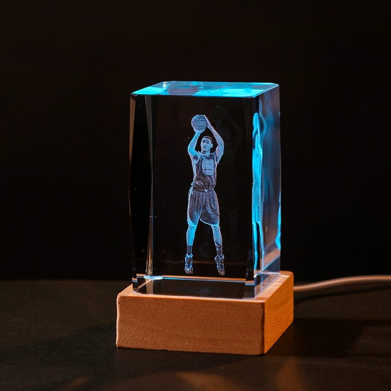 Luminous Crystal Brothers James Harden Kobe Ornaments  gifting by julia m Thompson + color wood base (gift bag)  