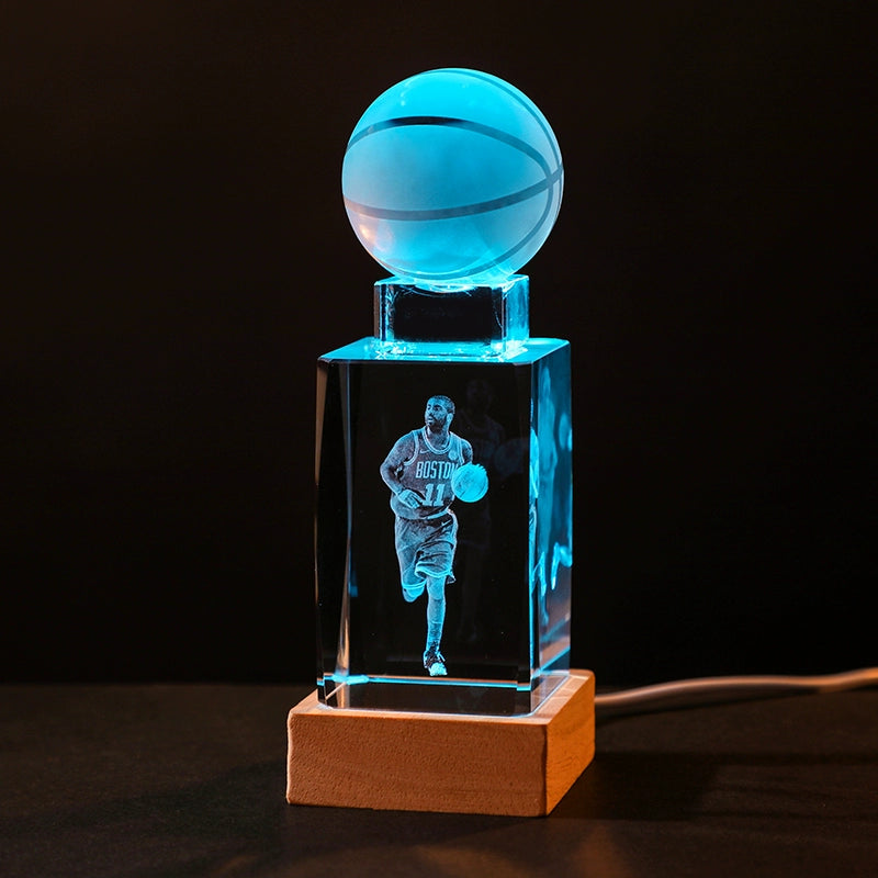 Luminous Crystal Brothers James Harden Kobe Ornaments  gifting by julia m Owen + basketball + colorful wooden base (gift bag)  