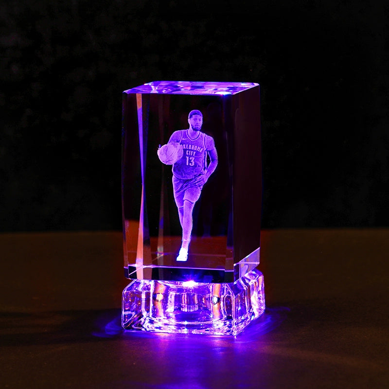 Luminous Crystal Brothers James Harden Kobe Ornaments  gifting by julia m George + colorful crystal base (gift bag)  