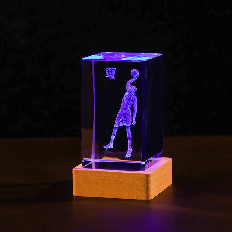 Luminous Crystal Brothers James Harden Kobe Ornaments  gifting by julia m Letter elder brother + color light wood base (gift bag)  