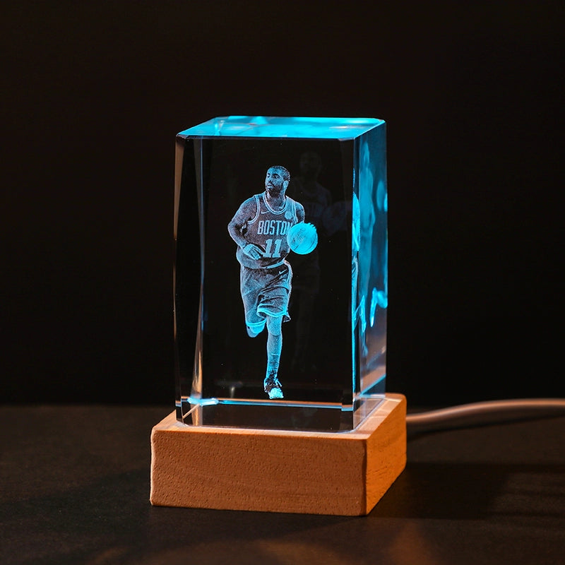 Luminous Crystal Brothers James Harden Kobe Ornaments  gifting by julia m Owen + color light wooden base (gift bag)  