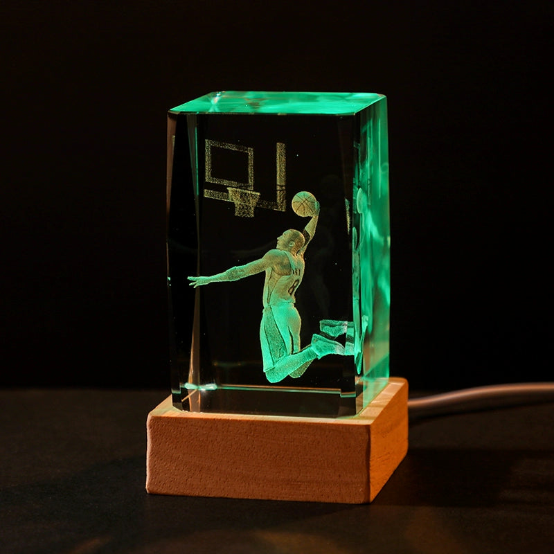 Luminous Crystal Brothers James Harden Kobe Ornaments  gifting by julia m No. 8 Kobe Bryant + Color Light Wood Base (Gift Bag)  