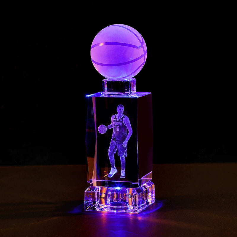 Luminous Crystal Brothers James Harden Kobe Ornaments  gifting by julia m Jokic + basketball + colorful crystal base (gift bag)  