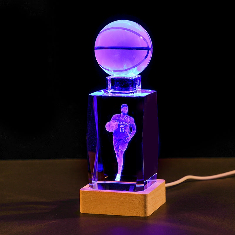 Luminous Crystal Brothers James Harden Kobe Ornaments  gifting by julia m George + basketball + colorful wooden base (gift bag)  