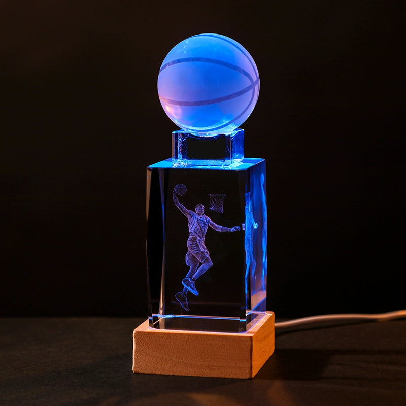 Luminous Crystal Brothers James Harden Kobe Ornaments  gifting by julia m Tracy McGrady + basketball + colorful wooden base (gift bag)  