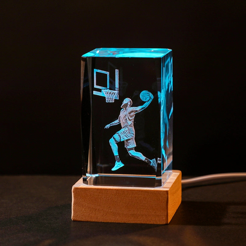 Luminous Crystal Brothers James Harden Kobe Ornaments  gifting by julia m Harden + color light wooden base (gift bag)  