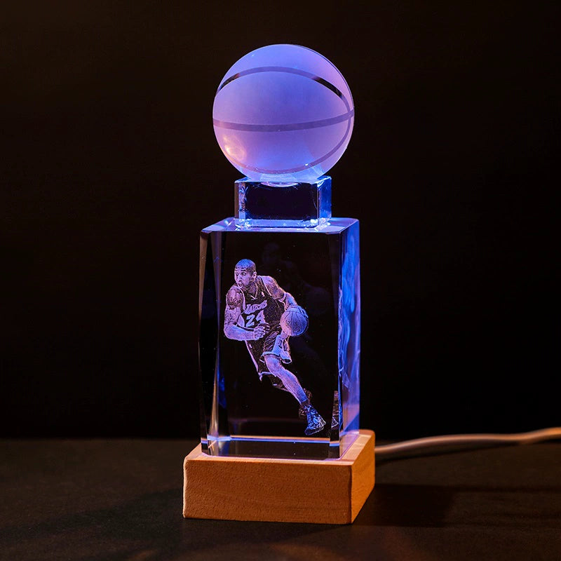 Luminous Crystal Brothers James Harden Kobe Ornaments  gifting by julia m No. 24 Kobe Bryant + Basketball + Colorful Wooden Base (Gift Bag)  