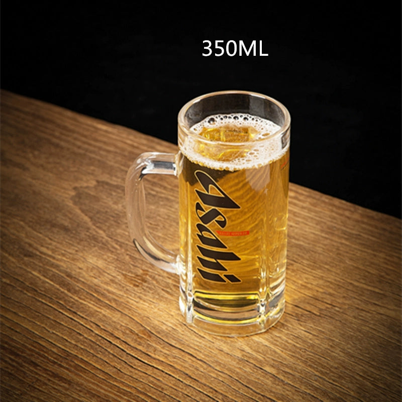 European Style Heat-Resistant Glass Beer Mug - 401ML to 500ML Capacity Craft Beer Mug Gifting By Julia M Small size Asahi Asahi handle Cup  