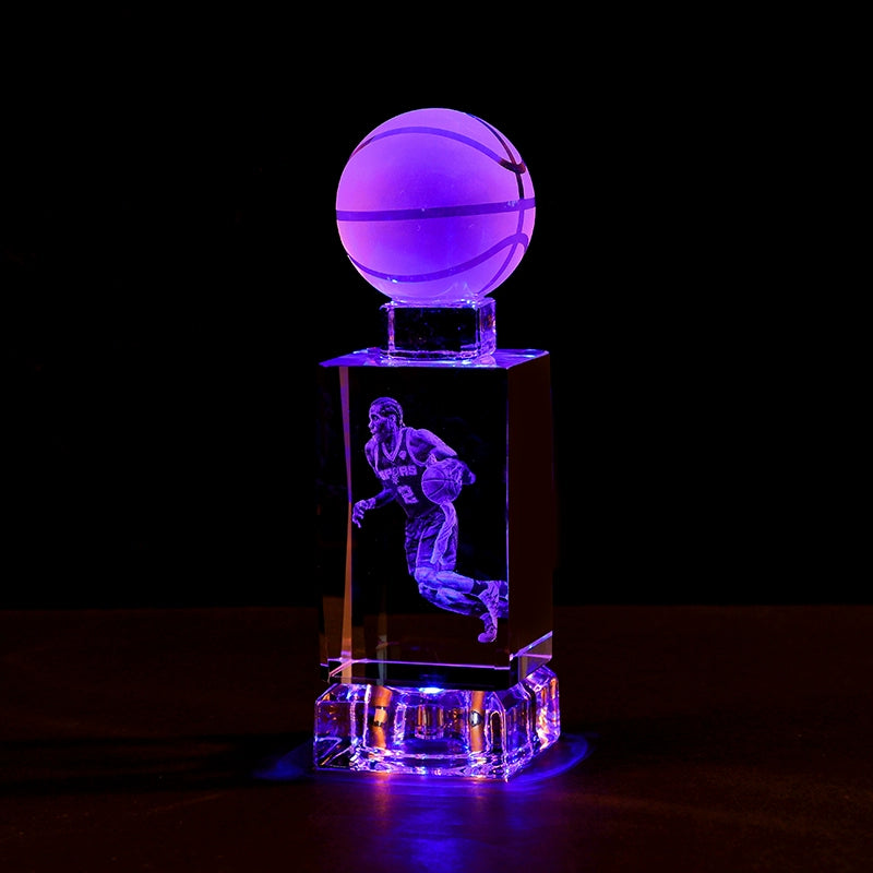 Luminous Crystal Brothers James Harden Kobe Ornaments  gifting by julia m Leonard + basketball + colorful crystal base (gift bag)  