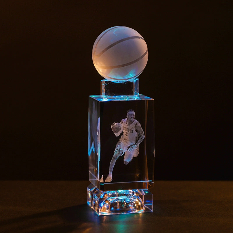 Luminous Crystal Brothers James Harden Kobe Ornaments  gifting by julia m Iverson + basketball + colorful crystal base (gift bag)  