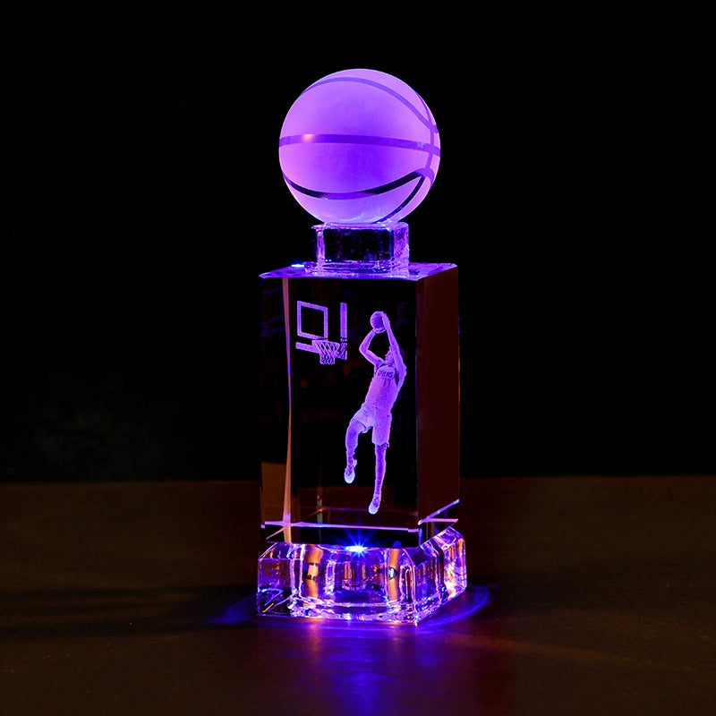 Luminous Crystal Brothers James Harden Kobe Ornaments  gifting by julia m Dongqiqi + basketball + colorful crystal base (gift bag)  