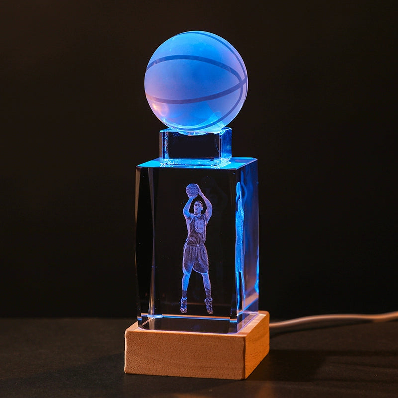 Luminous Crystal Brothers James Harden Kobe Ornaments  gifting by julia m Thompson + basketball + colorful wooden base (gift bag)  