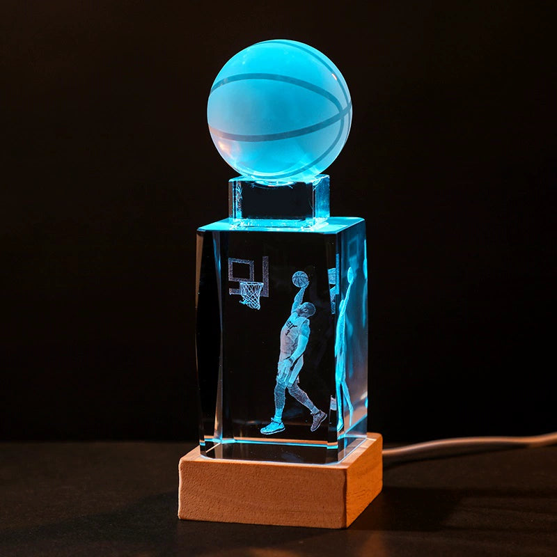 Luminous Crystal Brothers James Harden Kobe Ornaments  gifting by julia m Wade + basketball + colorful wooden base (gift bag)  