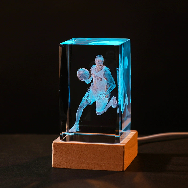 Luminous Crystal Brothers James Harden Kobe Ornaments  gifting by julia m Iverson + color wood base (gift bag)  