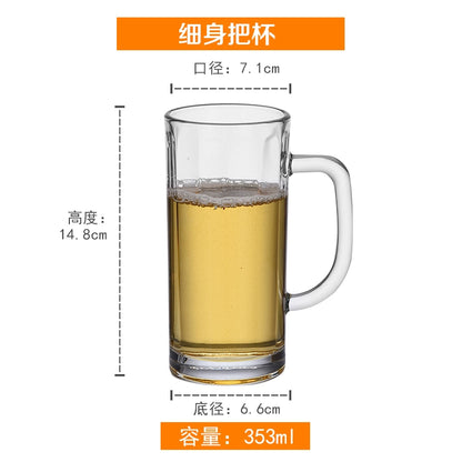 European Style Heat-Resistant Glass Beer Mug - 401ML to 500ML Capacity Craft Beer Mug Gifting By Julia M Thin body handle Cup single  