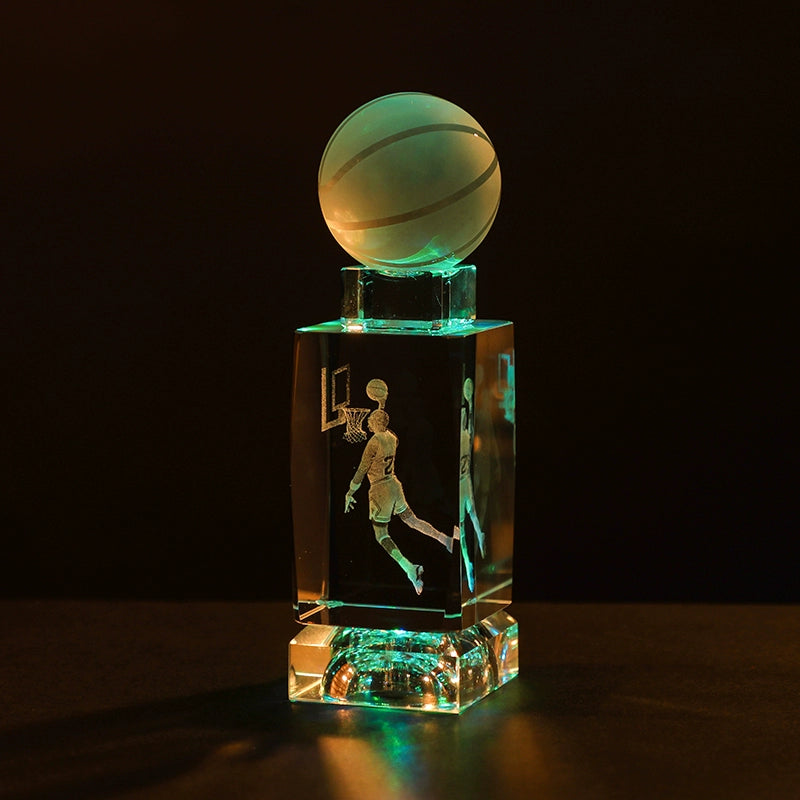 Luminous Crystal Brothers James Harden Kobe Ornaments  gifting by julia m Jordan + basketball + colorful crystal base (gift bag)  