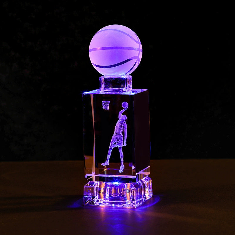 Luminous Crystal Brothers James Harden Kobe Ornaments  gifting by julia m Letter elder brother + basketball + colorful crystal base (gift bag)  