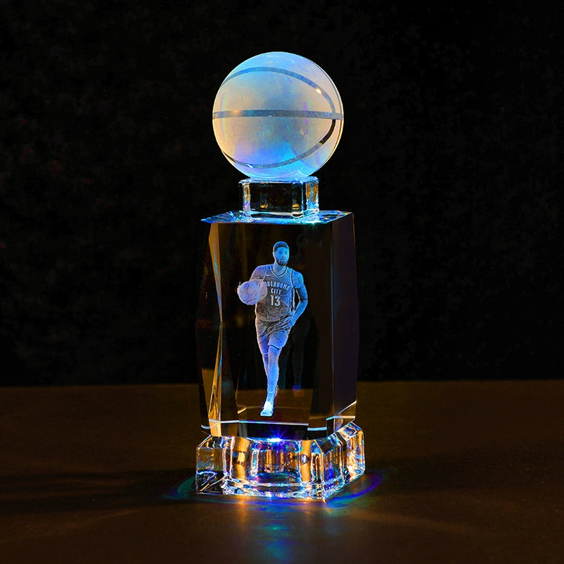 Luminous Crystal Brothers James Harden Kobe Ornaments  gifting by julia m George + basketball + colorful crystal base (gift bag)  