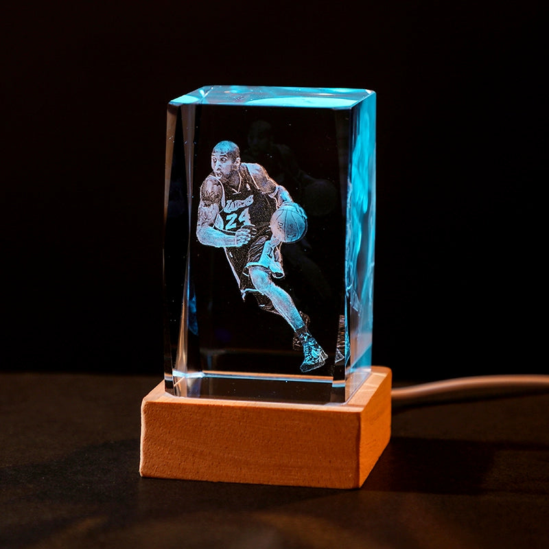 Luminous Crystal Brothers James Harden Kobe Ornaments  gifting by julia m No. 24 Kobe Bryant + Color Light Wood Base (Gift Bag)  