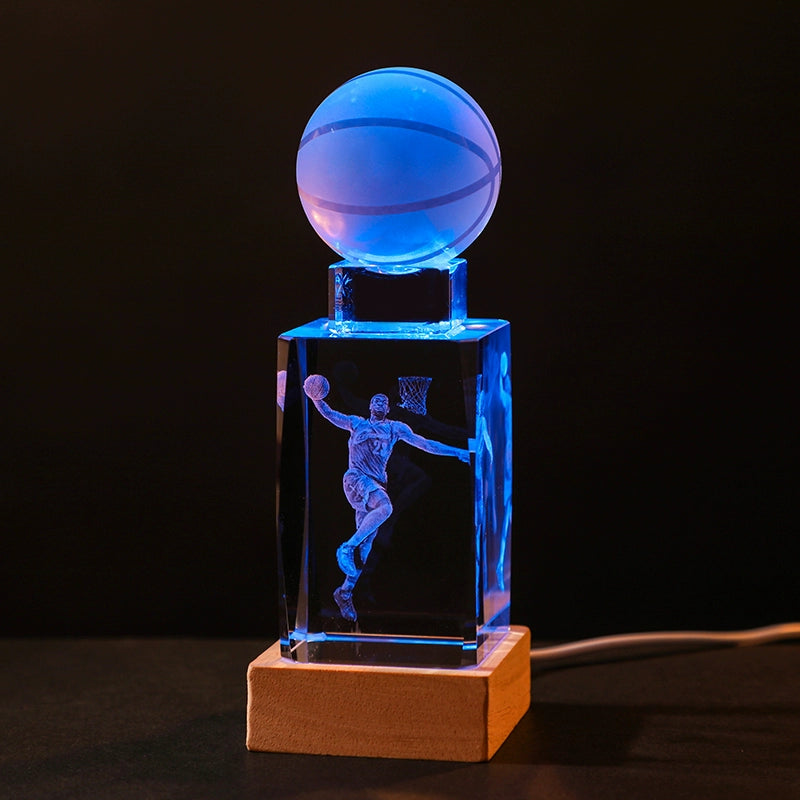 Luminous Crystal Brothers James Harden Kobe Ornaments  gifting by julia m James + basketball + colorful wooden base (gift bag)  