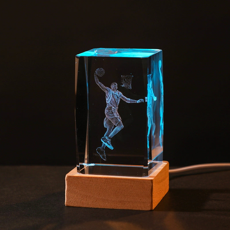 Luminous Crystal Brothers James Harden Kobe Ornaments  gifting by julia m Tracy McGrady + color light wood base (gift bag)  