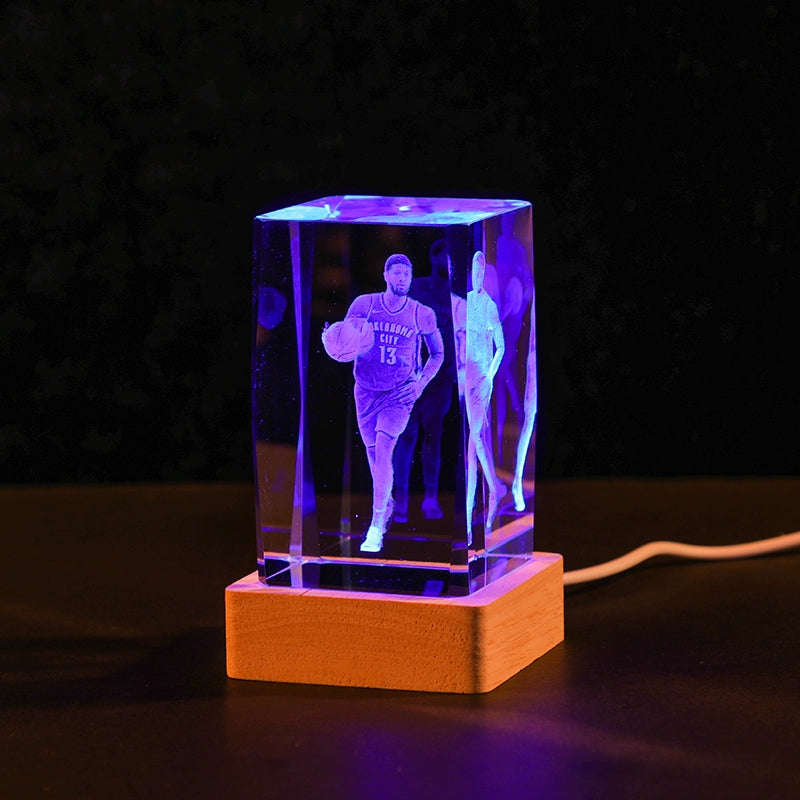 Luminous Crystal Brothers James Harden Kobe Ornaments  gifting by julia m George + color light wooden base (gift bag)  