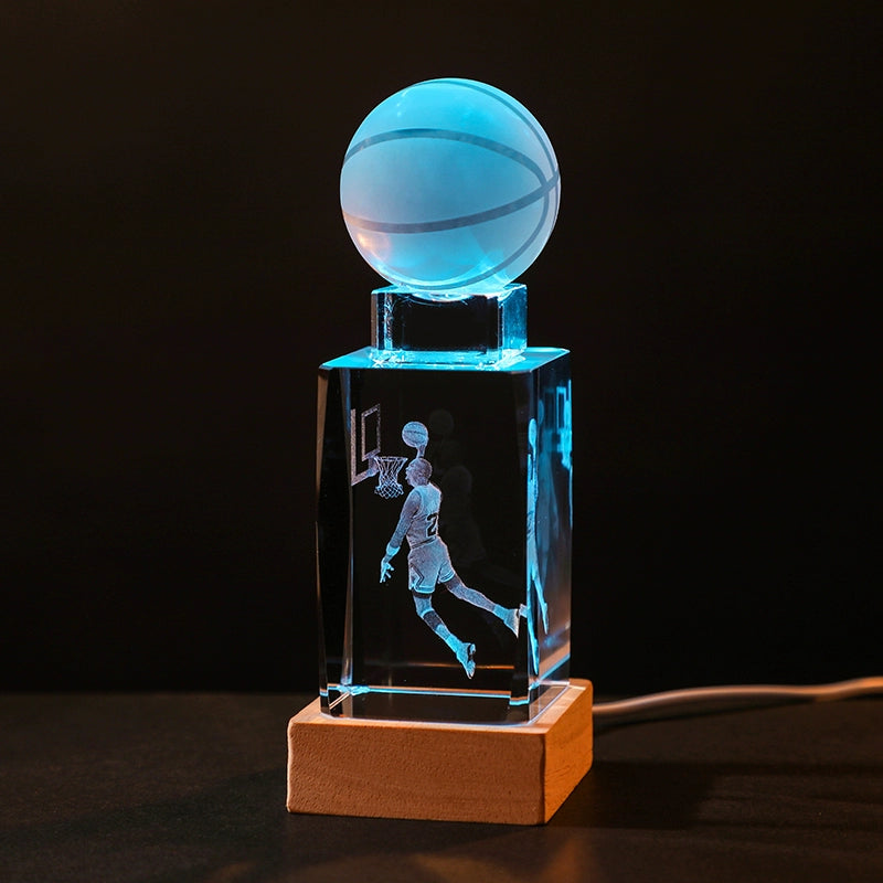 Luminous Crystal Brothers James Harden Kobe Ornaments  gifting by julia m Jordan + basketball + colorful wooden base (gift bag)  