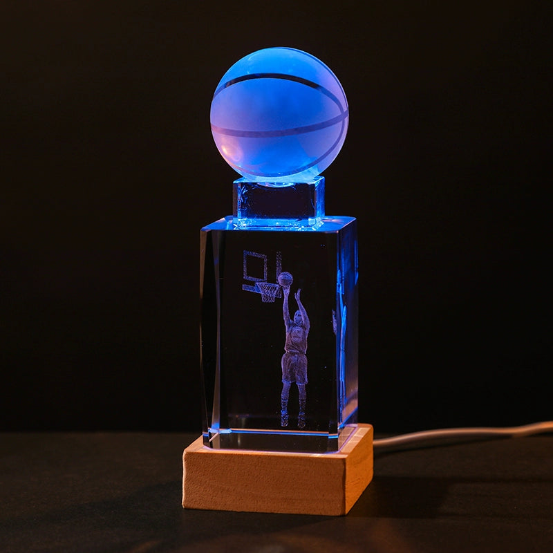 Luminous Crystal Brothers James Harden Kobe Ornaments  gifting by julia m Curry + basketball + colorful wooden base (gift bag)  