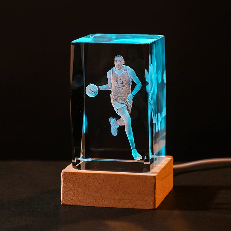 Luminous Crystal Brothers James Harden Kobe Ornaments  gifting by julia m Durant + color light wood base (gift bag)  