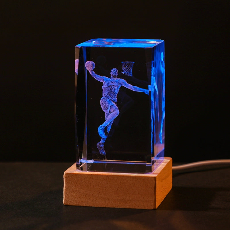 Luminous Crystal Brothers James Harden Kobe Ornaments  gifting by julia m James + color light wooden base (gift bag)  