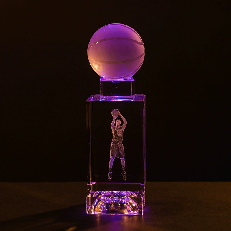 Luminous Crystal Brothers James Harden Kobe Ornaments  gifting by julia m Thompson + basketball + colorful crystal base (gift bag)  