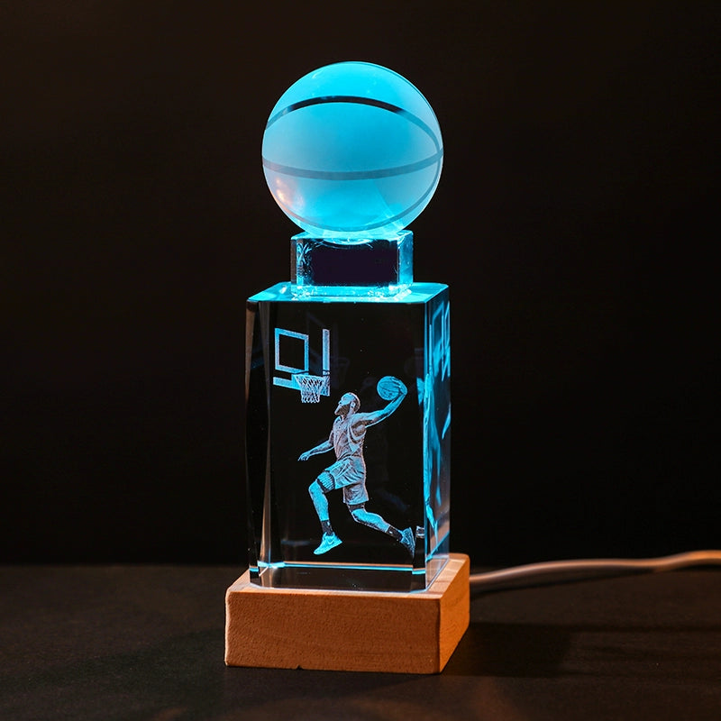 Luminous Crystal Brothers James Harden Kobe Ornaments  gifting by julia m Harden + basketball + colorful wooden base (gift bag)  