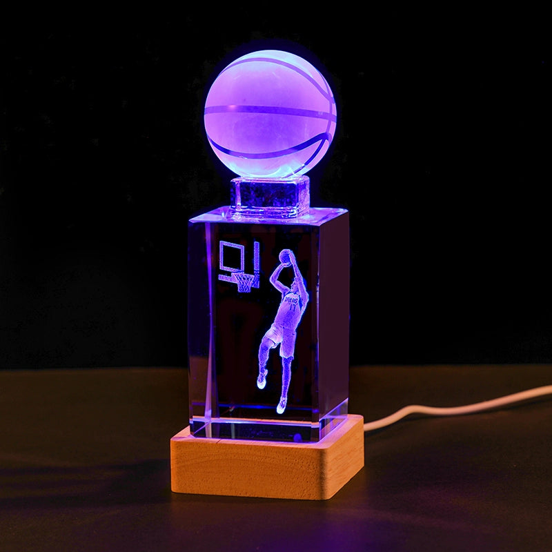 Luminous Crystal Brothers James Harden Kobe Ornaments  gifting by julia m Dongqiqi + basketball + colorful wooden base (gift bag)  