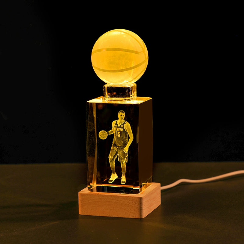 Luminous Crystal Brothers James Harden Kobe Ornaments  gifting by julia m Jokic + basketball + colorful wooden base (gift bag)  