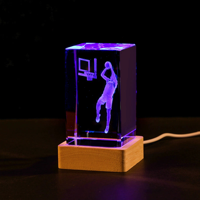 Luminous Crystal Brothers James Harden Kobe Ornaments  gifting by julia m Dongqiqi + color light wood base (gift bag)  