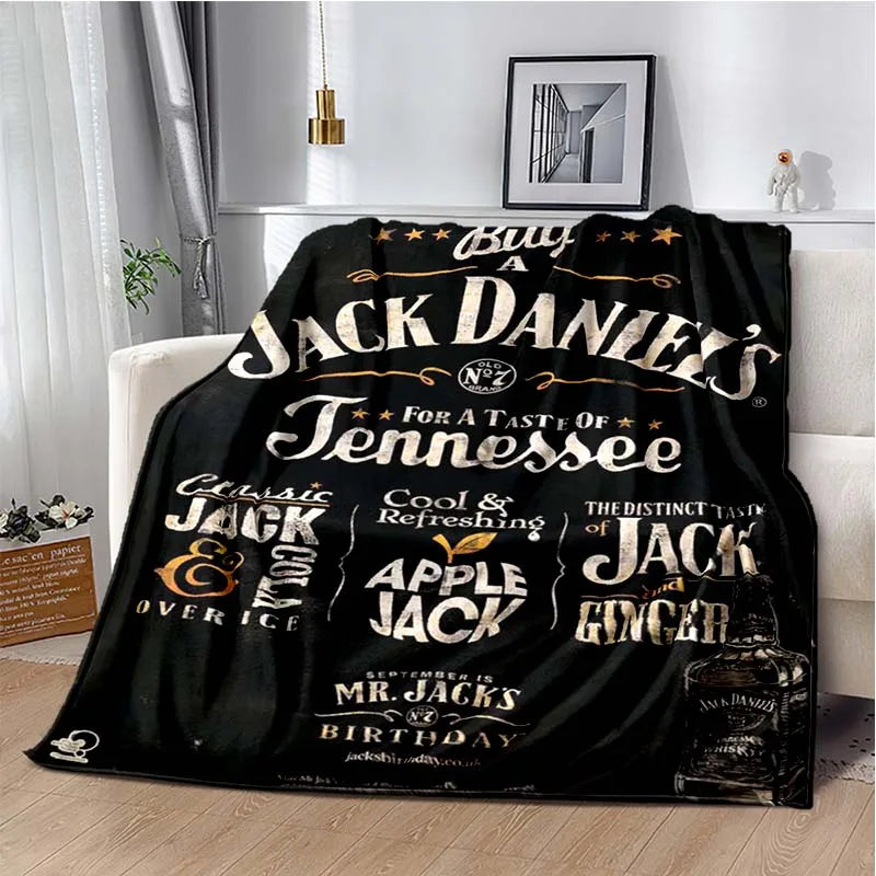 J-JACK DANIELS logo flannel blanket, soft and comfortable home decoration, bedroom, living room, sofa, bed blanket gifting by julia m